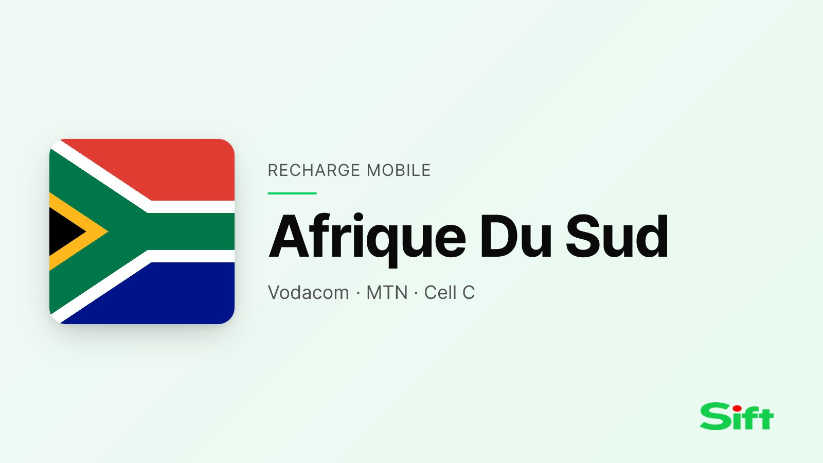 Recharger en Afrique Du Sud depuis la France — Vodacom, MTN, Cell C