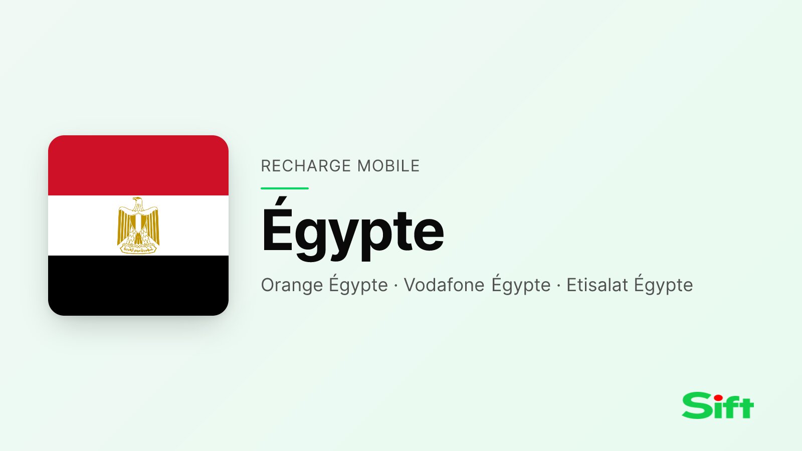 Recharger en Égypte depuis la France — Orange Égypte, Vodafone Égypte, Etisalat Égypte