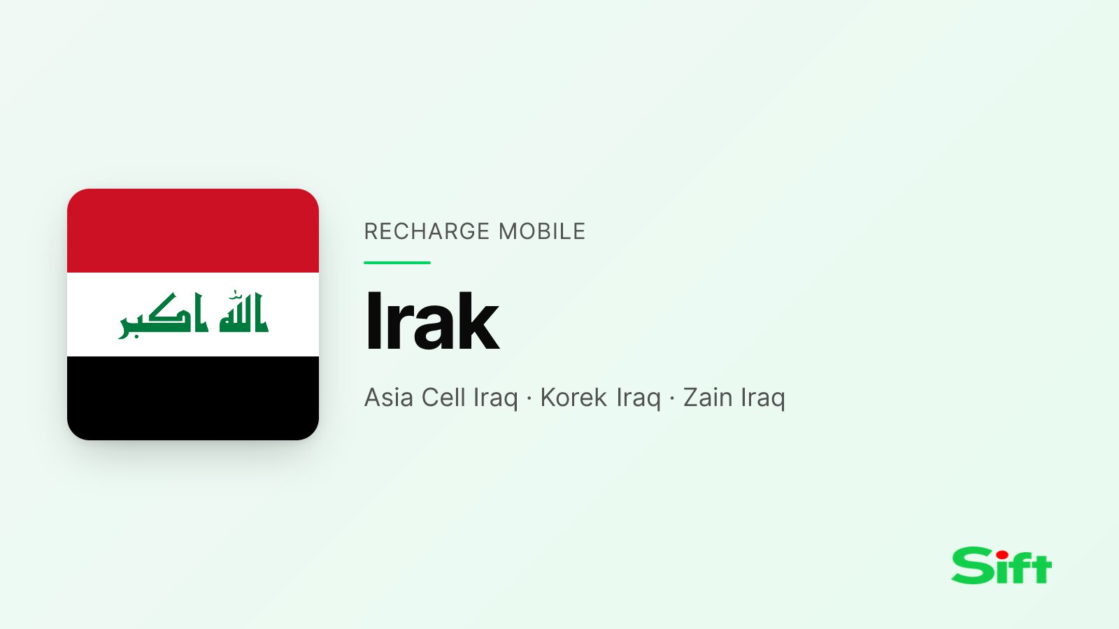 Recharger en Irak depuis la France — Asia Cell Iraq, Korek Iraq, Zain Iraq