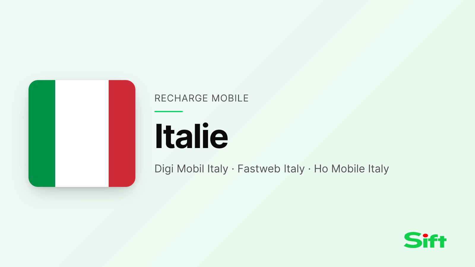 Recharger en Italie depuis la France — Digi Mobil Italy, Fastweb Italy, Ho Mobile Italy