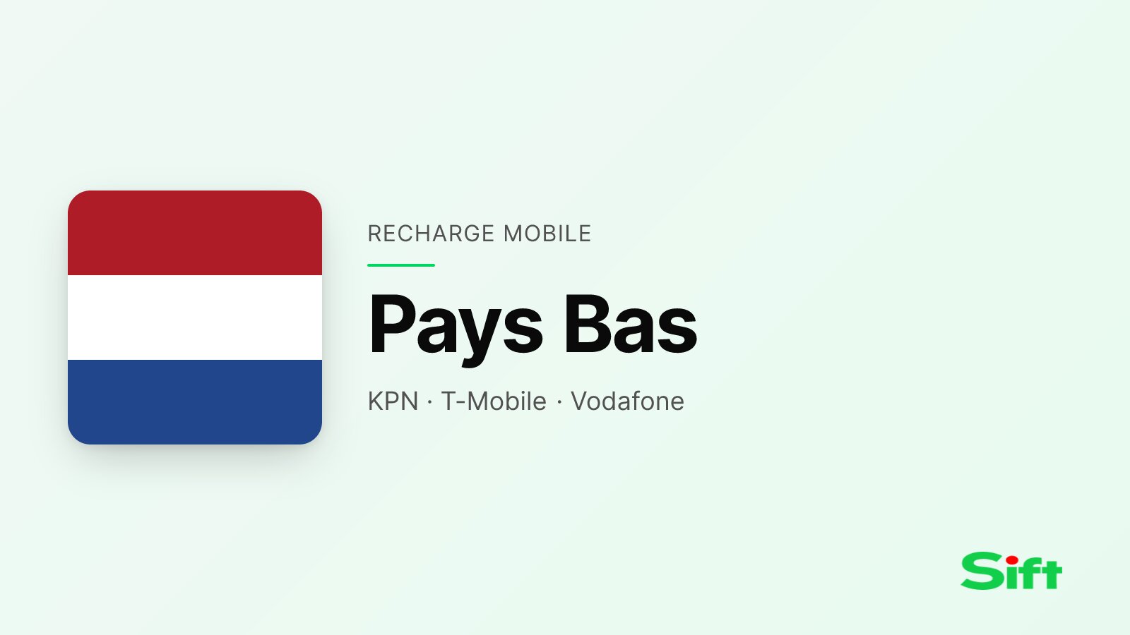 Recharger aux Pays Bas depuis la France — KPN, T-Mobile, Vodafone