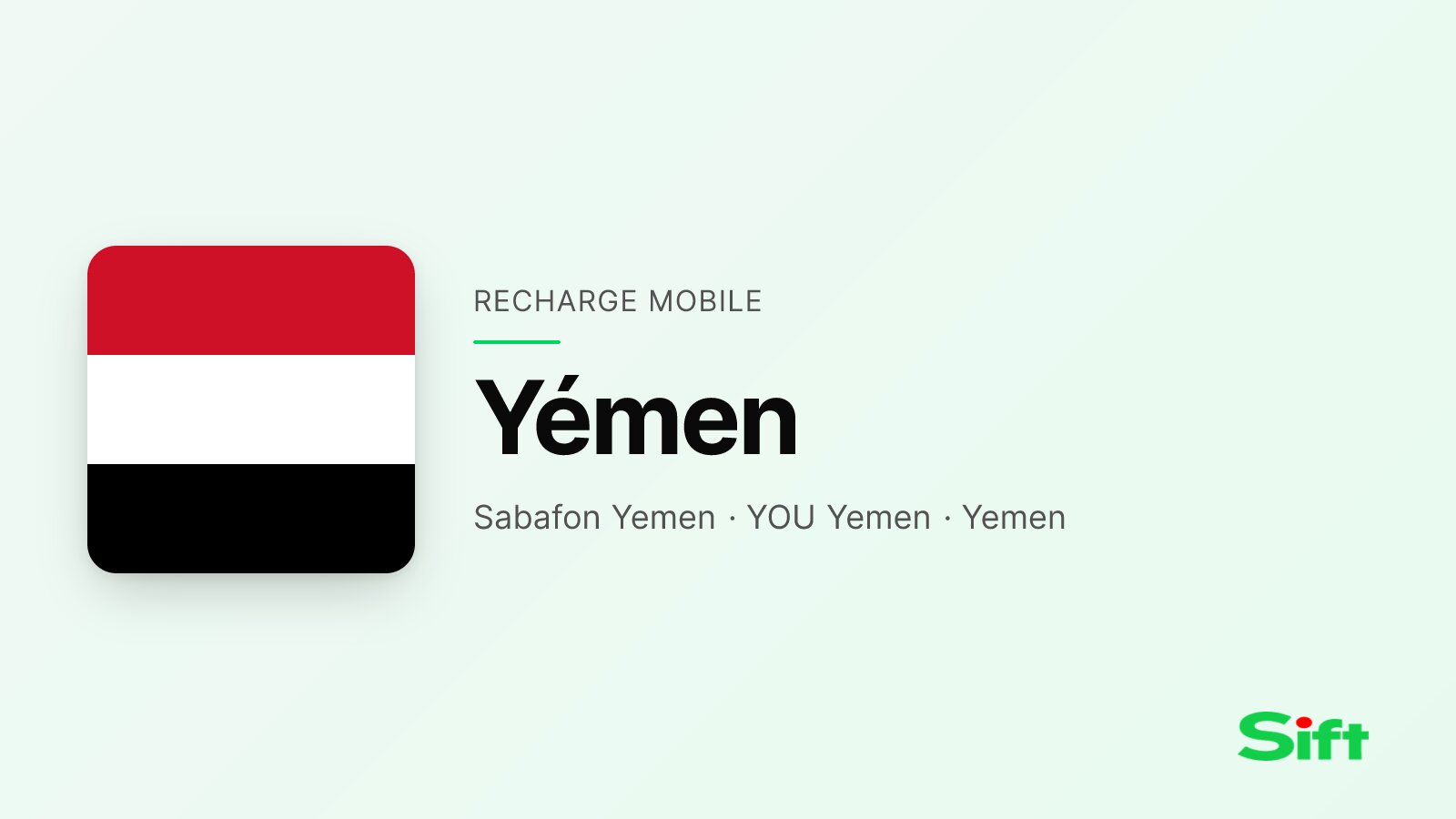 Recharger en Yémen depuis la France — Sabafon Yemen, YOU Yemen, Yemen Mobile